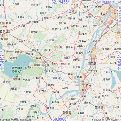 Taochang on map