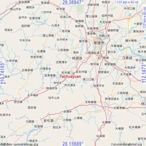 Taohuayuan on map