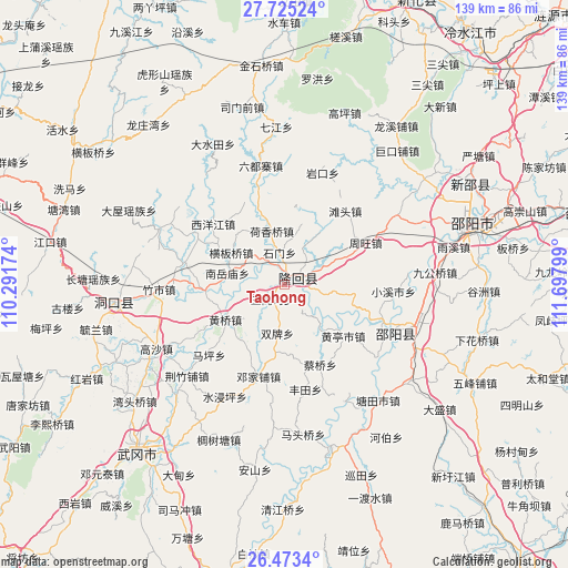 Taohong on map
