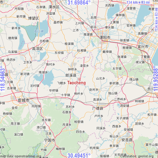 Taocheng on map