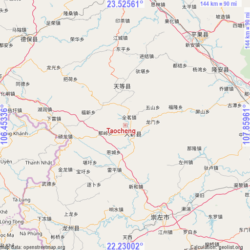 Taocheng on map