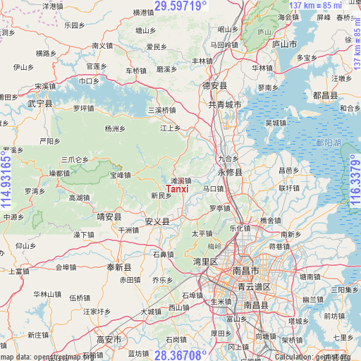 Tanxi on map