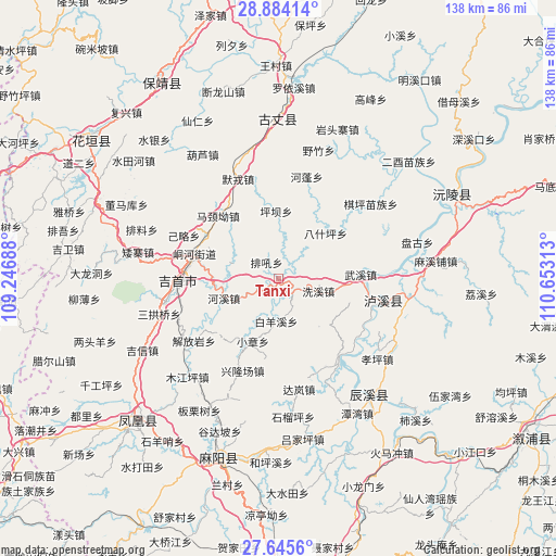 Tanxi on map