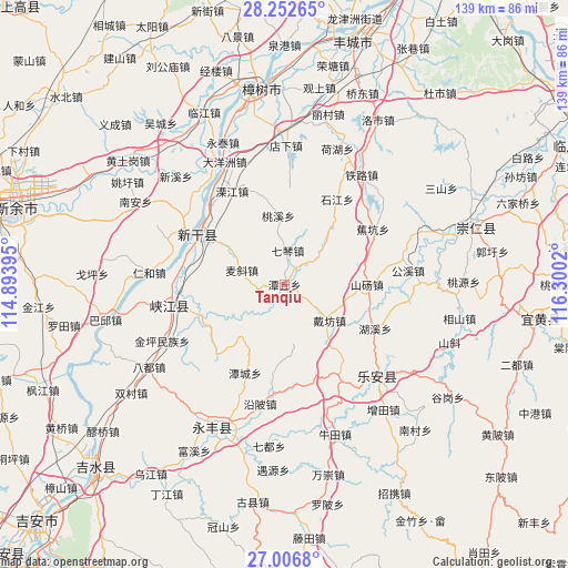 Tanqiu on map