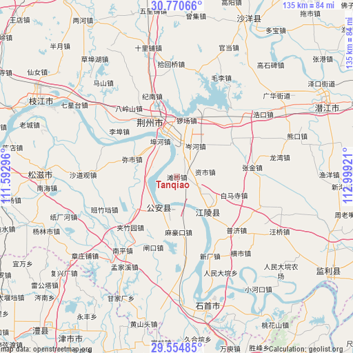 Tanqiao on map