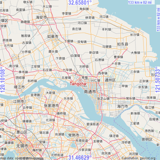 Tangzha on map