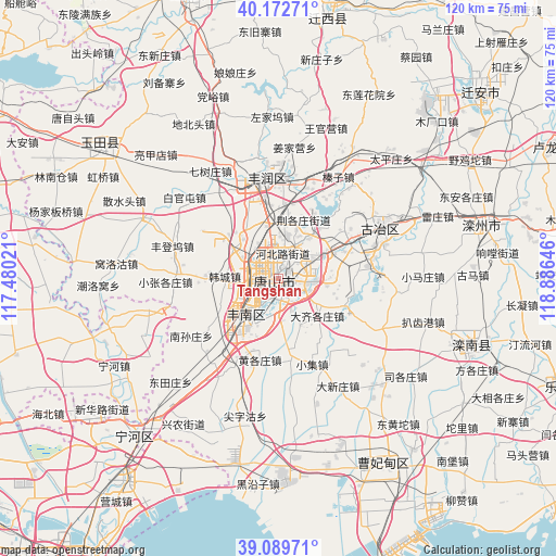 Tangshan on map