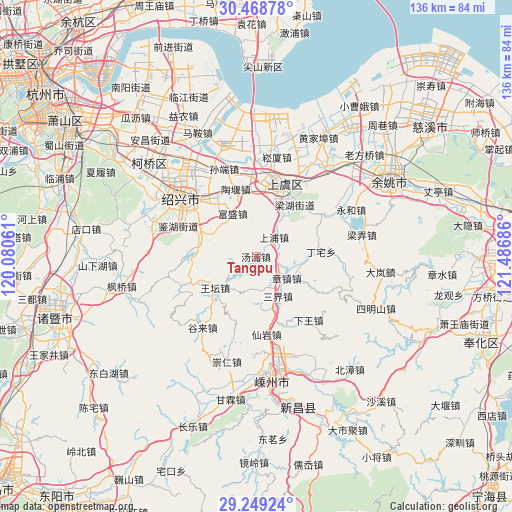 Tangpu on map