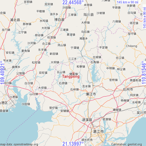 Tangpeng on map