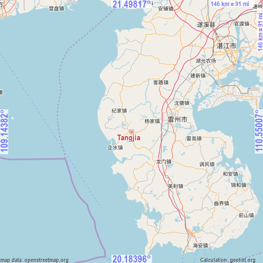 Tangjia on map