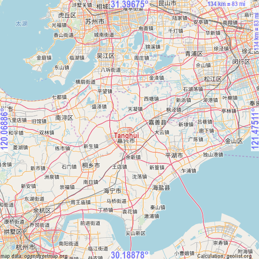 Tanghui on map