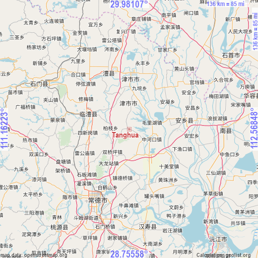 Tanghua on map