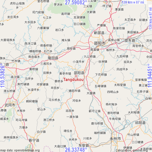 Tangdukou on map