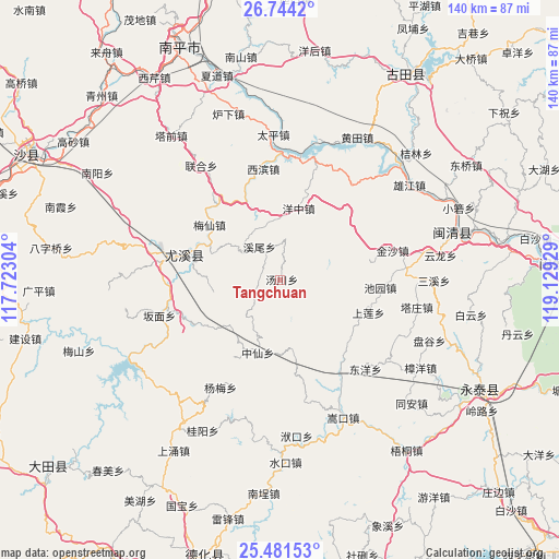 Tangchuan on map