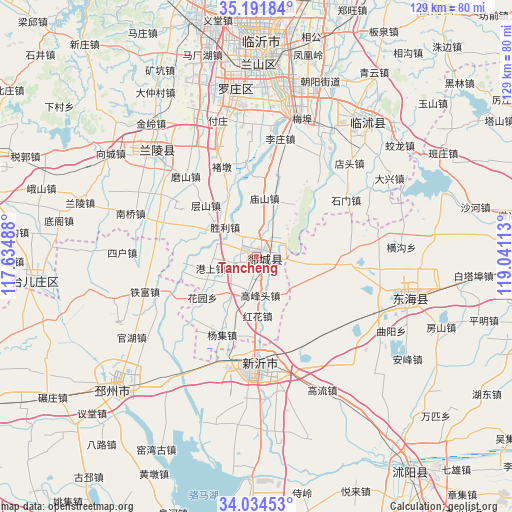 Tancheng on map