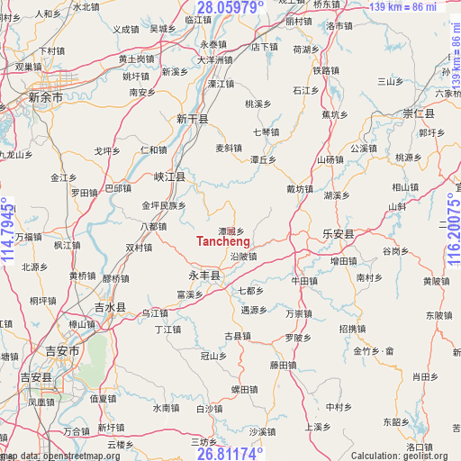 Tancheng on map