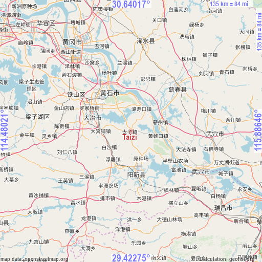 Taizi on map