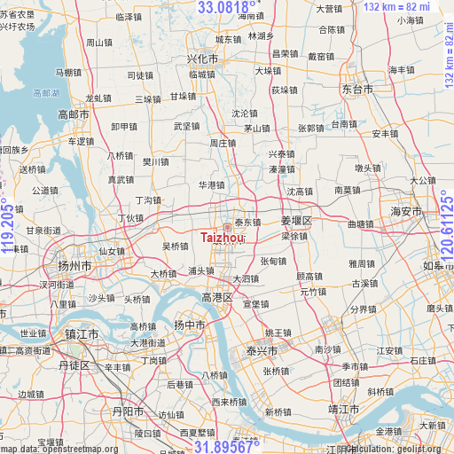 Taizhou on map