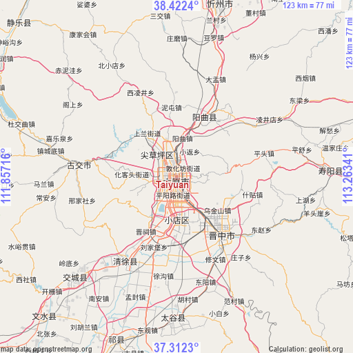 Taiyuan on map