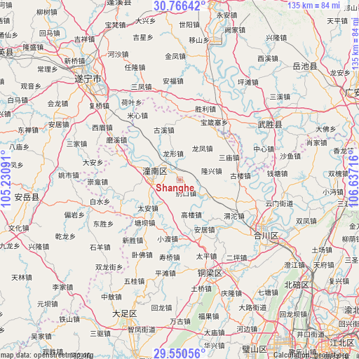 Shanghe on map