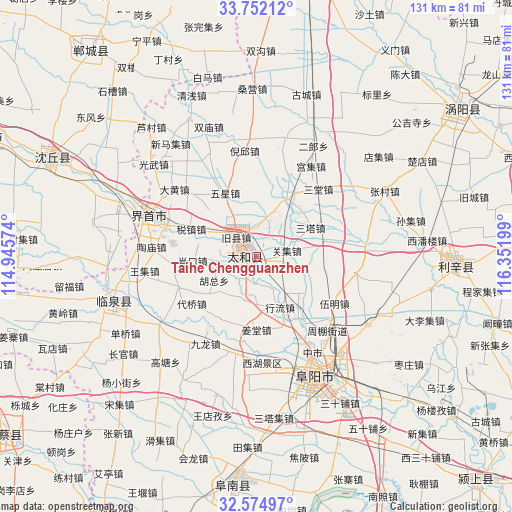 Taihe Chengguanzhen on map