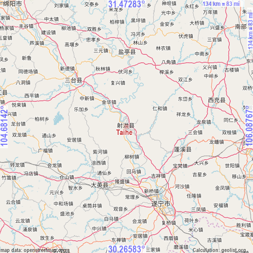 Taihe on map