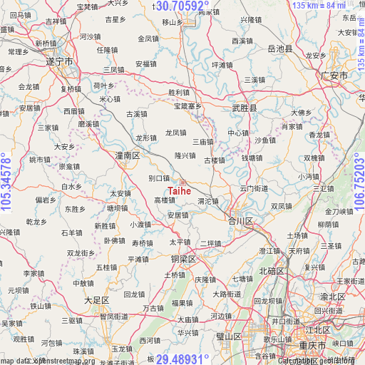 Taihe on map