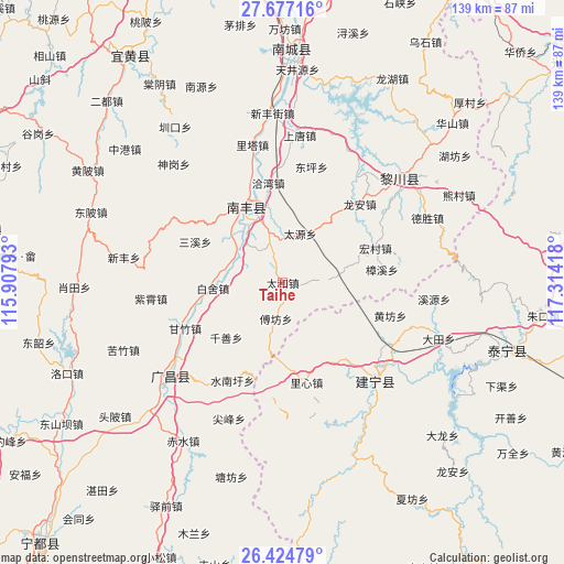 Taihe on map