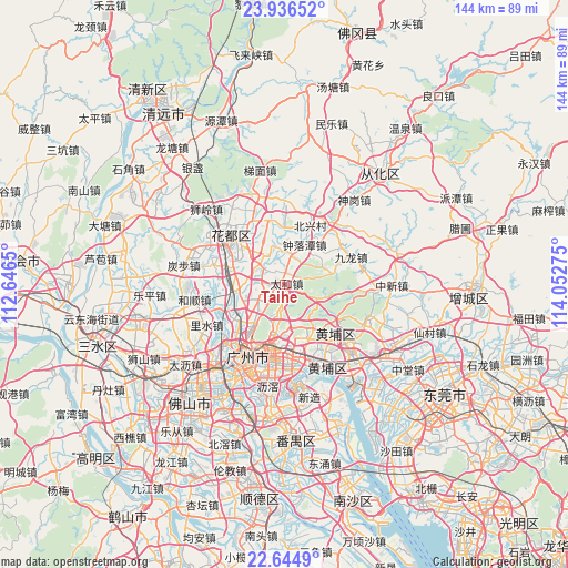 Taihe on map