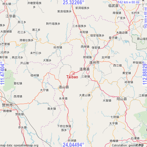 Taibao on map