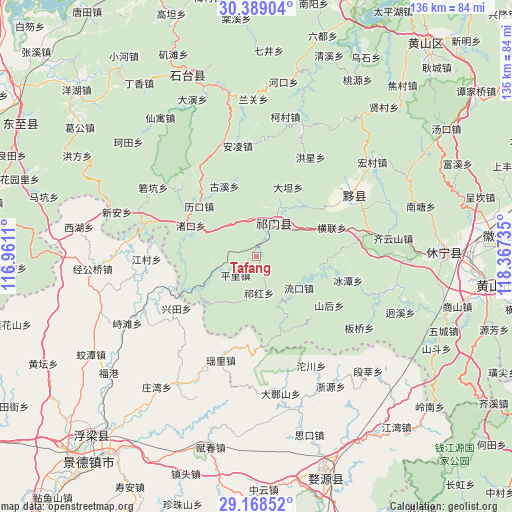 Tafang on map