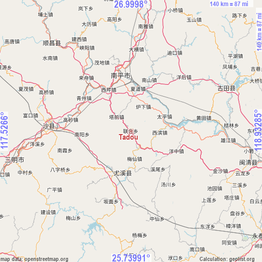 Tadou on map