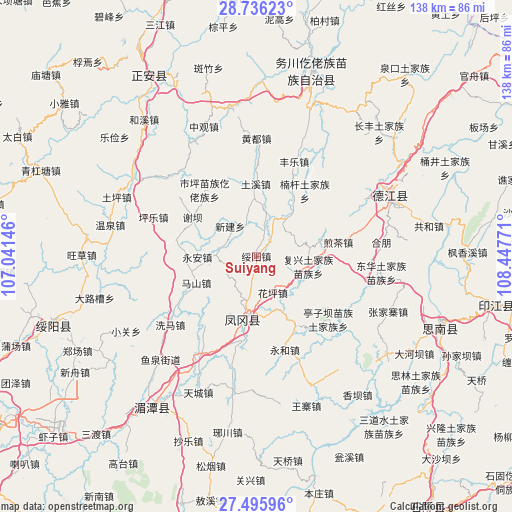 Suiyang on map