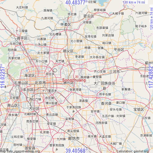 Songzhuang on map