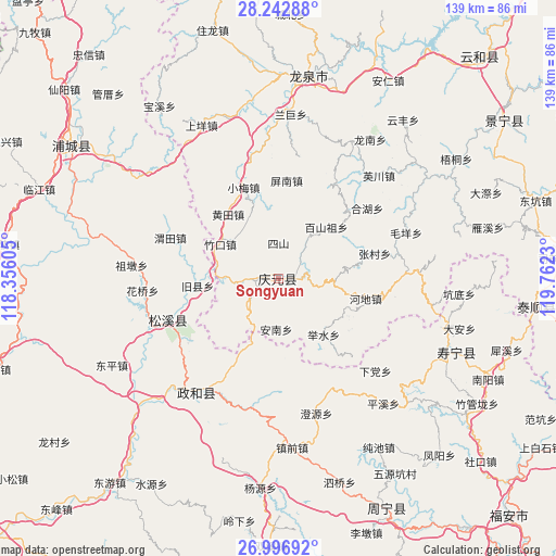 Songyuan on map