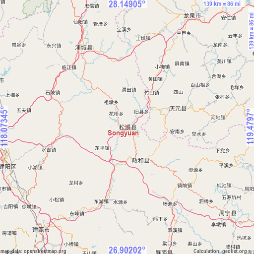 Songyuan on map