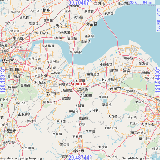 Songxia on map