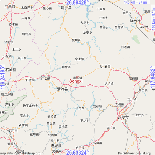 Songxi on map