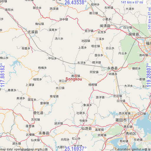 Songkou on map