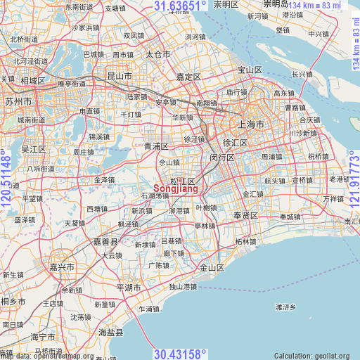 Songjiang on map