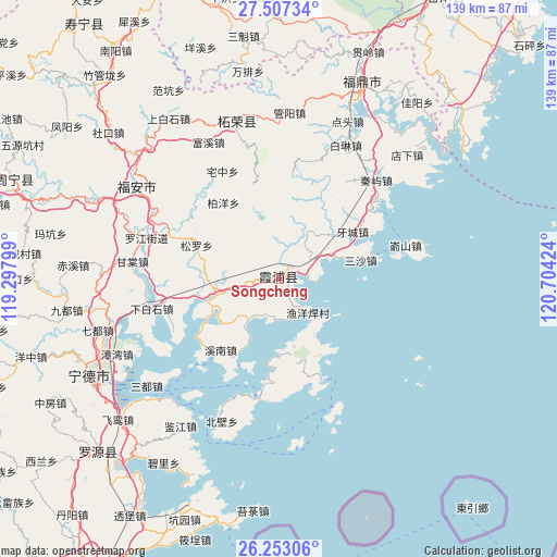 Songcheng on map