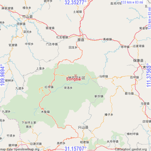 Songbai on map