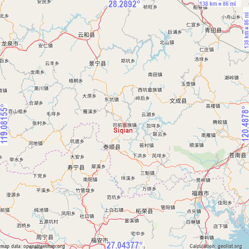 Siqian on map