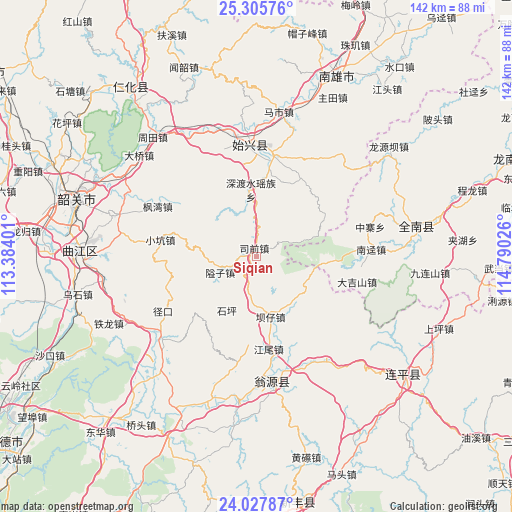 Siqian on map