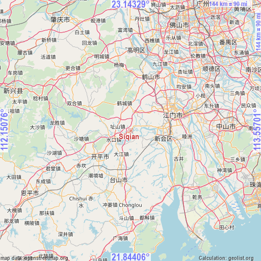 Siqian on map