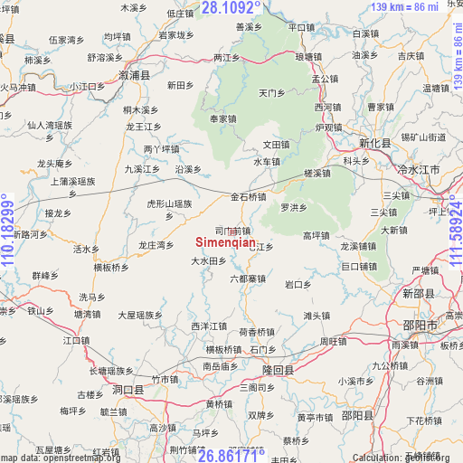 Simenqian on map