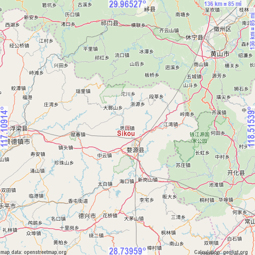 Sikou on map