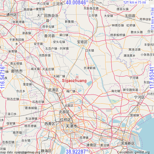 Sigaozhuang on map