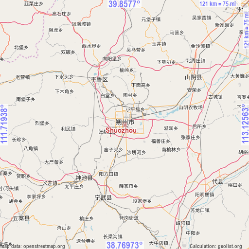 Shuozhou on map