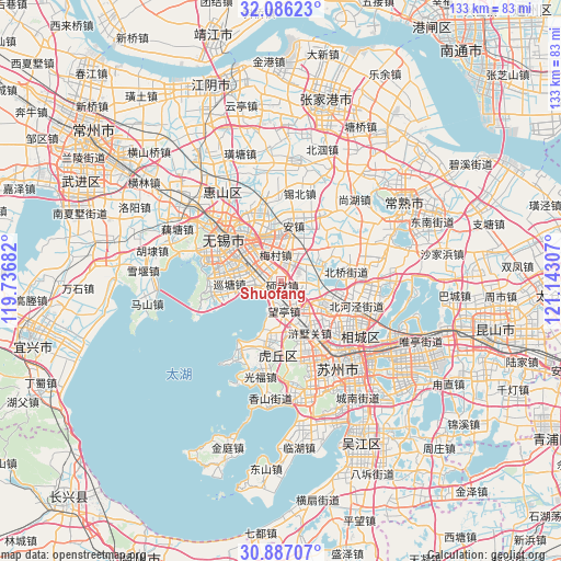 Shuofang on map